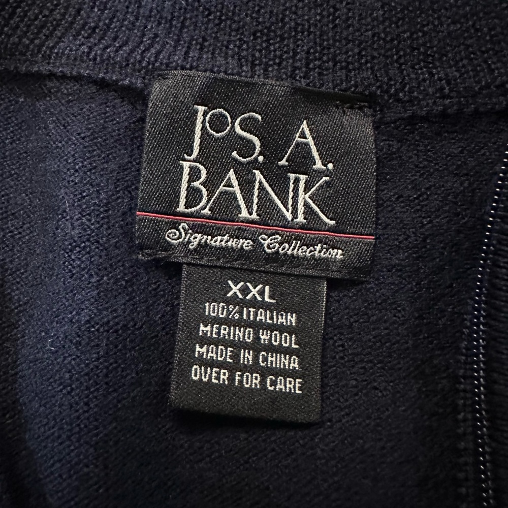 Jos. A. Bank Signature Collection XXL Merino Wool Dark Blue 1/4 Zip Pullover - Picture 3 of 9